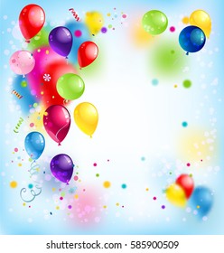 Holiday template for design banner,ticket, leaflet, card, poster and so on. Happy birthday background and balloons