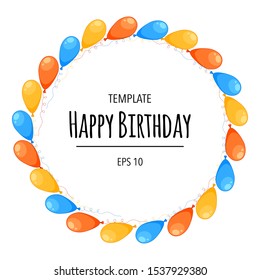 Holiday template for your birthday text. Cartoon style. Vector