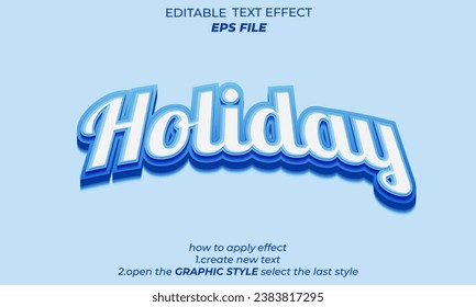 holiday text effect 3d editable text vector template
