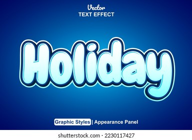 efecto de texto de vacaciones con estilo gráfico y editable.