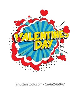 holiday text 'VALENTINE'S DAY' in retro pop art style in comic speech bubble on white background. vector vintage illustration for banner, poster, etc. easy to edit and customize. eps 10