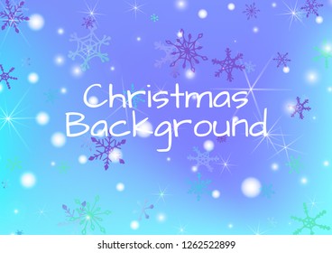 Holiday Texture with Cute Snowflakes and Shiny Lights. Festive Background for Christmas Decoration, Wrapping, Paper. Vertical A4 Vector Background.