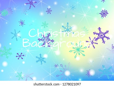 Holiday Texture with Delicate Snowflakes and Shiny Lights. Festive Background for Christmas Decoration, Cloth, Fabric. Vertical A4 Vector Background.