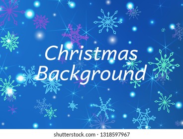 Holiday Texture with Pretty Snowflakes and Shiny Lights. Festive Background for Christmas Decoration, Banner, Poster. Vertical A4 Vector Background.