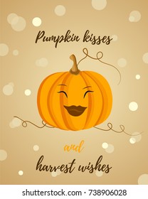 Holiday Thanksgiving background with pumpkin and text