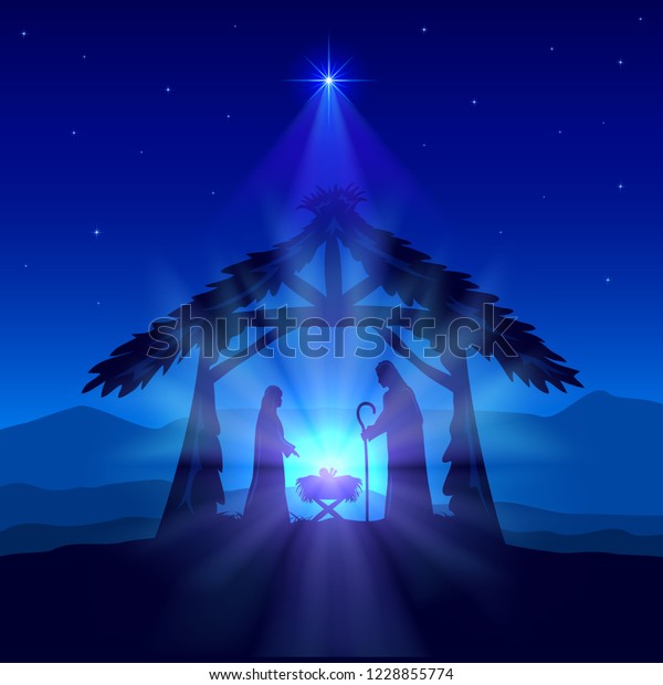 Holiday Theme Blue Christian Background Christmas Stock Vector (Royalty ...