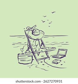Holiday themed beach props vector for illustration, card, decoration