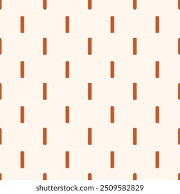 Holiday themed running stitch design forming a stripe pattern in orange on an off-white background. Christmas seamless vector pattern. Great for home decor, fabric, wallpaper, giftwrap, stationery.