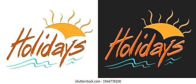 Ilustración vectorial con temática de vacaciones en fondo claro y oscuro