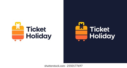 Diseño de logo de ticket de Festiva. Logotipo de la maleta con el icono del símbolo del Vector del diseño del boleto