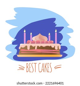 holiday torte, birthday cake with candles vector illustration vector template icon