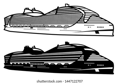 Holiday travel | Boat | Cruise Ship Vector Illustration Silhouette