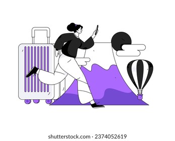 Holiday travel travel characters internet background vector hand drawn illustration
