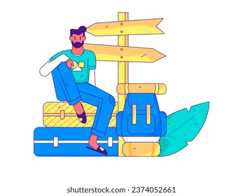Holiday travel travel characters internet background vector hand drawn illustration
