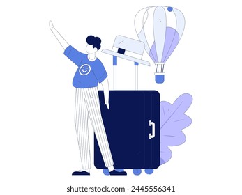 Holiday travel travel characters internet background vector hand drawn illustration

