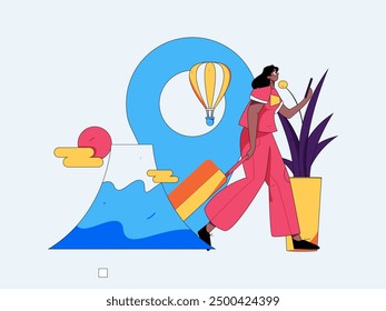 Holiday travel travel characters internet background vector hand drawn illustration
