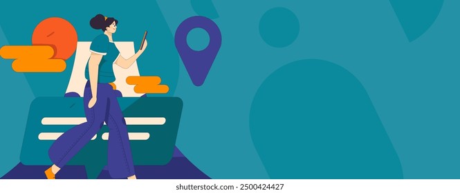 Holiday travel travel characters internet background vector hand drawn illustration
