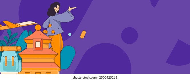 Holiday travel travel characters internet background vector hand drawn illustration
