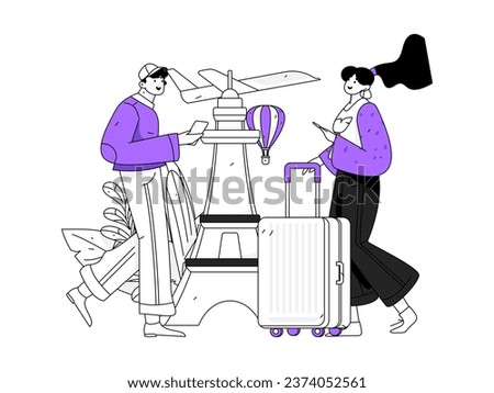 Holiday travel travel characters internet background vector hand drawn illustration
