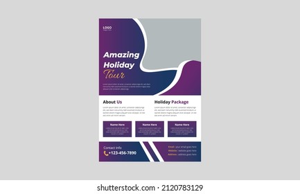 Holiday Travel Flyer Template Design, Summer travel and tourism flyer poster leaflet design, Adventure travel flyer, cover, flyer, poster, print ready