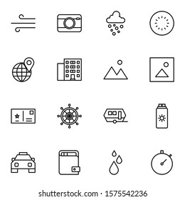 Holiday and travel icon set. Modern outline trip, journey, travelling icons sign. Simple icon vector illustration.