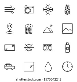 Holiday and travel icon set. Modern outline trip, journey, travelling icons sign. Simple icon vector illustration.