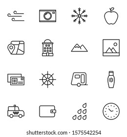 Holiday and travel icon set. Modern outline trip, journey, travelling icons sign. Simple icon vector illustration.