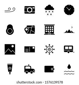 Holiday and travel icon set. Modern trip, journey, travelling solid icons sign. Simple icon vector illustration.