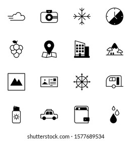 Holiday and travel icon set. Modern trip, journey, travelling solid outline icons sign. Simple icon vector illustration.