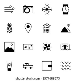 Holiday and travel icon set. Modern trip, journey, travelling solid outline icons sign. Simple icon vector illustration.