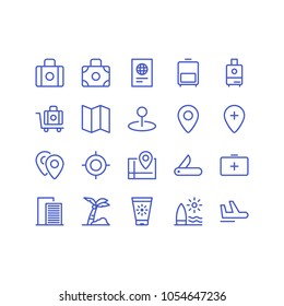 Holiday travel icon set vector isolated, suitable for your holiday content