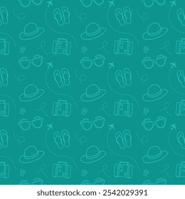 Holiday travel pattern background green