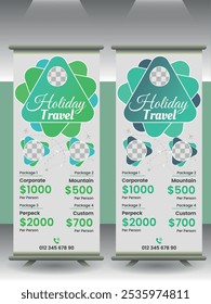 Holiday travel roll up banner template 