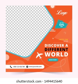 Holiday Travel Social Media Post Template Premium Vector