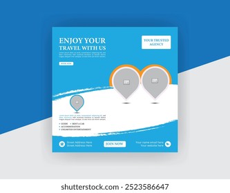 Holiday travel social media poster design template
