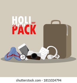 Holiday travel starter pack tools on creme background