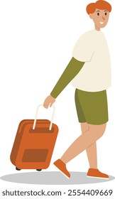 Holiday Traveler Character. People with Suitcase and Backpack. Vector Illustration on White Background.