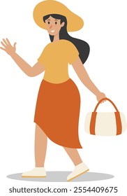 Holiday Traveler Character. People with Suitcase and Backpack. Vector Illustration on White Background.