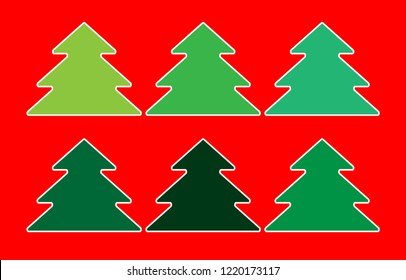 Holiday tree on red background. Simple drawing.
