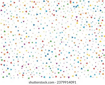 Confetti Triangular de vacaciones. Fondo de confeti de lustre arcoiris claro. Textura festiva de color