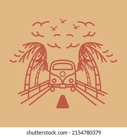 Holiday Trip Adventure Monoline Vector