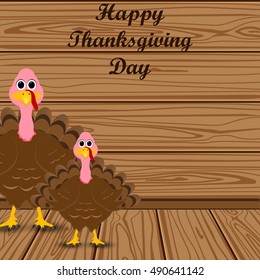 Holiday turkey on Thanksgiving Day.Postcard vector illustration.