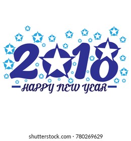 Holiday typography. Happy New Year 2018 text decoration with star 