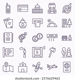 holiday and vacation icon set