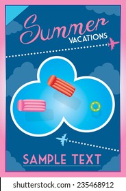 Holiday vacation. Poster template. Vector background.