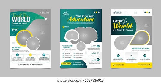 Holiday vacation travel agency flyer A4 poster tourism business promotion template