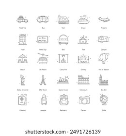 Holiday Vacation Travel Vector Icon Design Set
