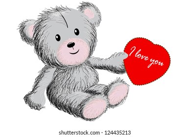 Holiday valentine's background with  bear and heart