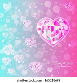 Holiday Valentines day background with hearts - vector 