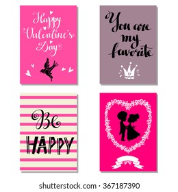 Holiday Valentines day backgrounds, calligraphy, text, lettering, drawn isolated